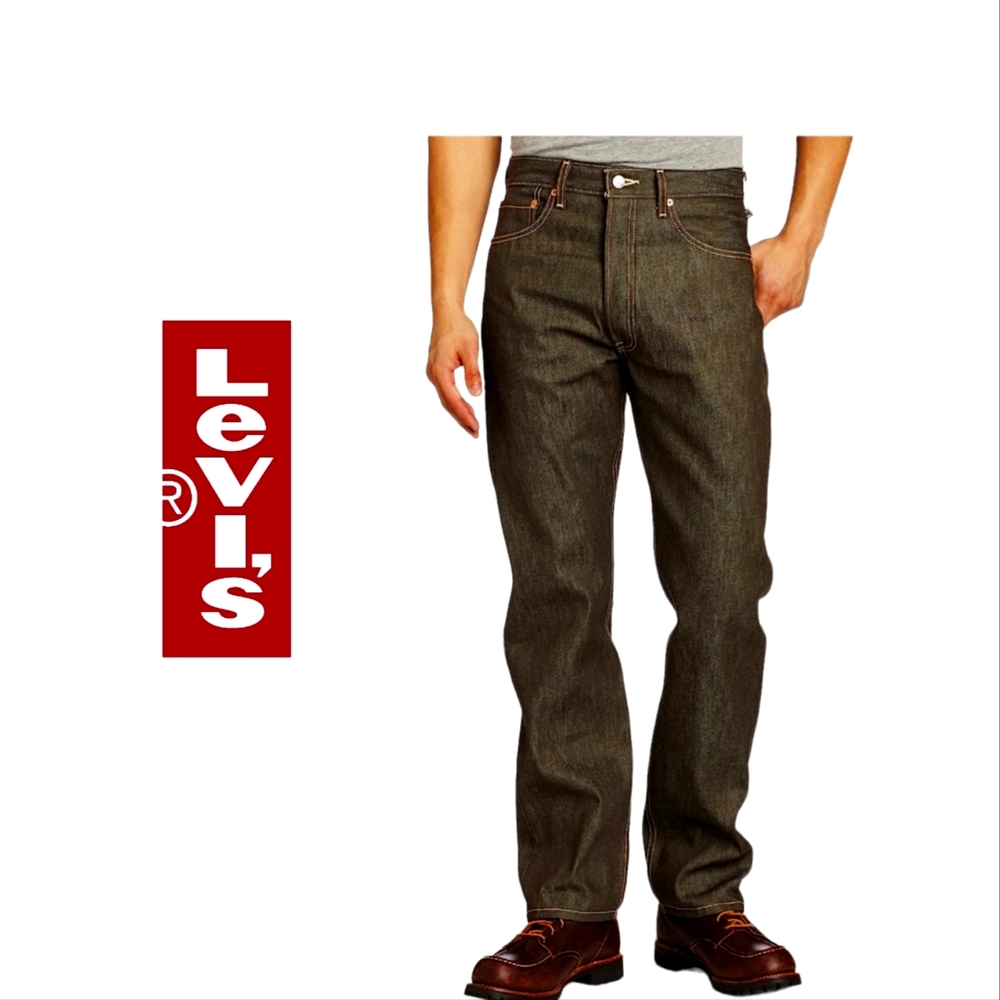 levi 501xx Button Fly  Straight Fit Brown Ridget Men Jeans  42x32